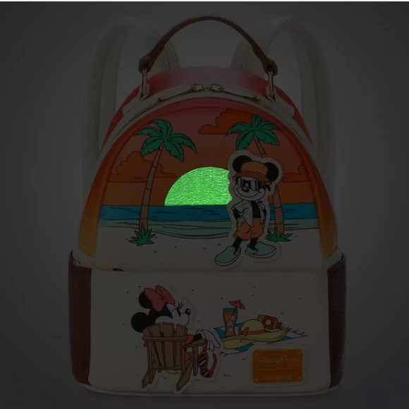Disney Loungefly Mickey and Minnie Mouse Beach Loungefly Mini Backpack - Picture 3 of 5